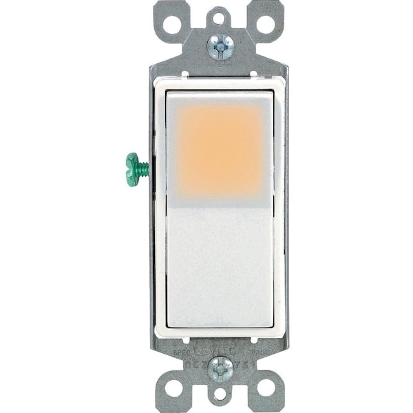 Leviton Decora Illuminated Rocker White 15A Grounded 3-Way Switch - R12-L5613-2LW