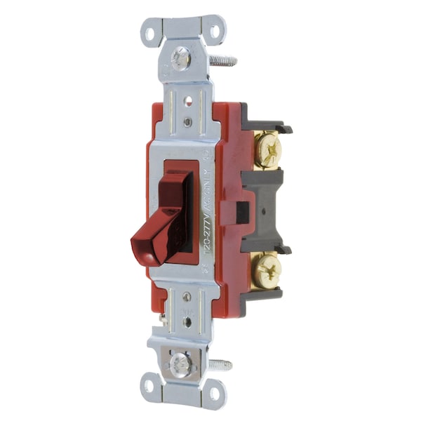 Hubbell Wiring Device-Kellems Switches and Lighting Controls, Hubbell- PRO Series, Toggle Switches, General Purpose AC, Four Way, 20A 120/277V AC, Back and Side Wired, Red - 1224R