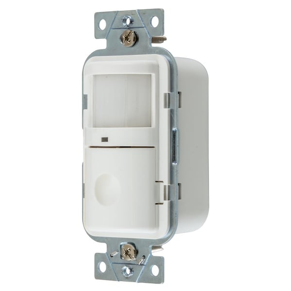 Bryant Occupancy Snsr Wall Swtch, Passive Infrared Motion Snsr, Auto On, Manual Adjusting, 120V AC, White - MS1000NW