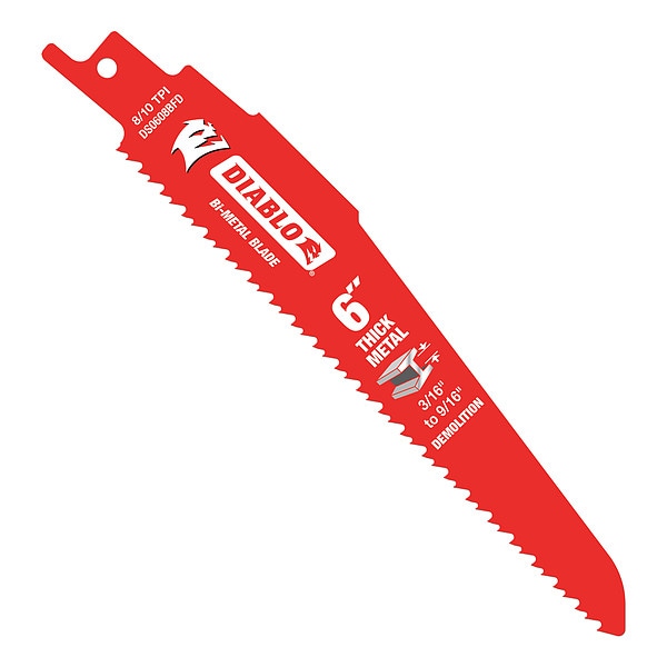 Diablo 6" L x Metal Cutting Reciprocating Saw Blade - DS0608BFD25