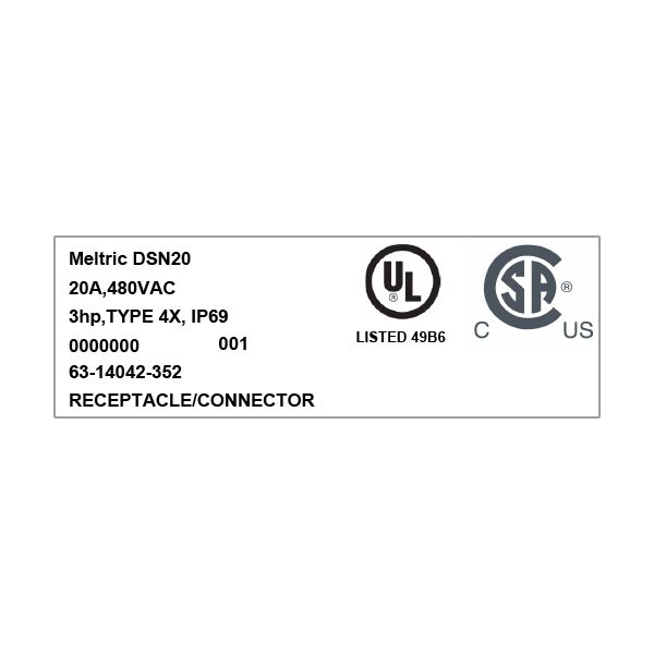 Meltric 63-14042-352 RECEPTACLE STRAIGHT INSERTION - 63-14042-352