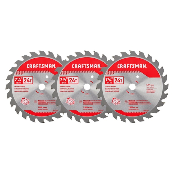Craftsman Framing/Ripping Saw Blades, 7-1/4", PK3 - CMAS2725243