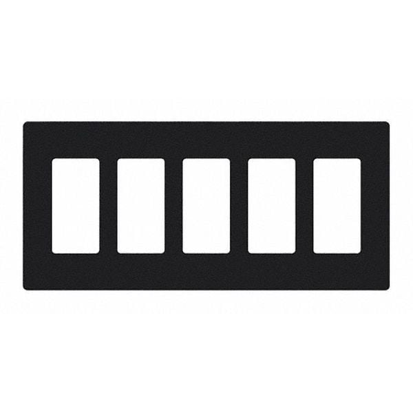 Lutron Designer Wall Plates, Number of Gangs: 5 Thermoset, Gloss Finish, Black - CW-5-BL
