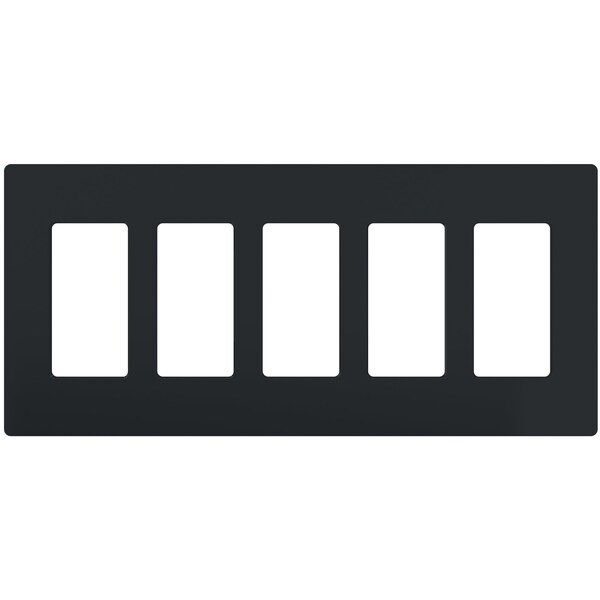 Lutron Designer Wall Plates, Number of Gangs: 5 Thermoset, Gloss Finish, Black - CW-5-BL