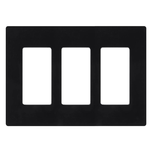 Lutron Designer Wall Plates, Number of Gangs: 3 Gloss Finish, Black - CW-3-BL