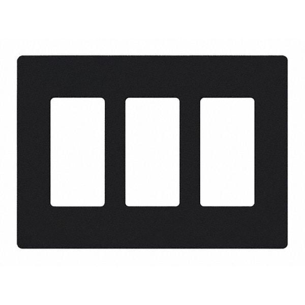 Lutron Designer Wall Plates, Number of Gangs: 3 Gloss Finish, Black - CW-3-BL