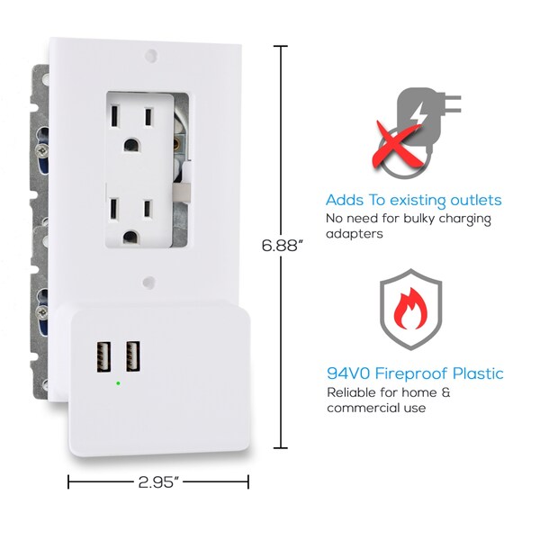 Pyle Usb Wall Plate Charger With Phone Holder - PWPLGU204