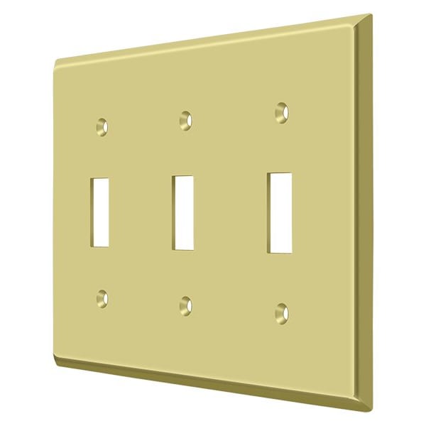Deltana Triple Standard Switch Plate, Number of Gangs: 3 Solid Brass, Polished Brass Finish - SWP4763U3
