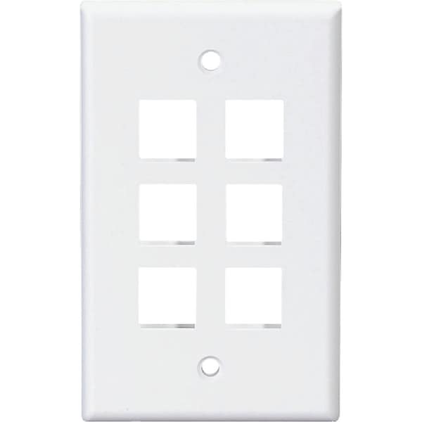 Leviton Quickport 6-Port White Flush Mount Wall Plate - C62-41080-6WP