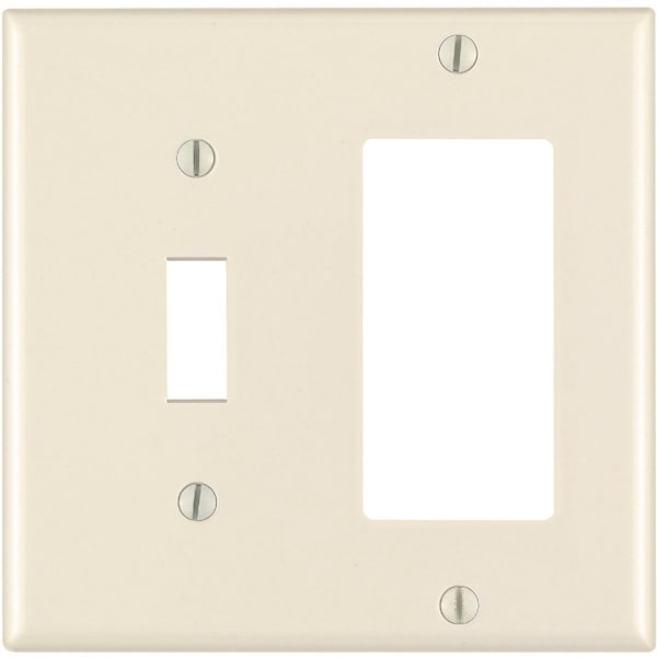Leviton Decora 2-Gang Thermoset Single Toggle/Rocker Wall Plate, Light Almond - 007-80405-T