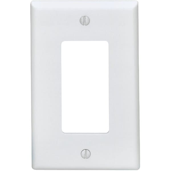 Leviton Mid-Way 1-Gang Smooth Plastic Rocker Decorator Wall Plate, White - 021-80601-W