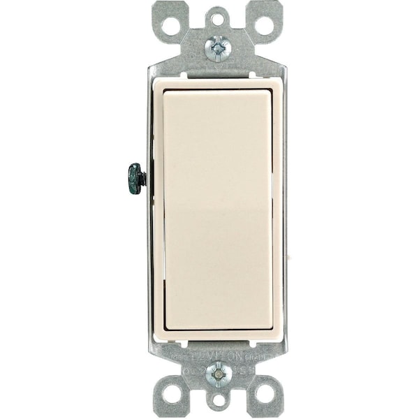 Leviton Decora Residential Grade 15 Amp Rocker Single Pole Switch, Light Almond - S16-5601-2TS