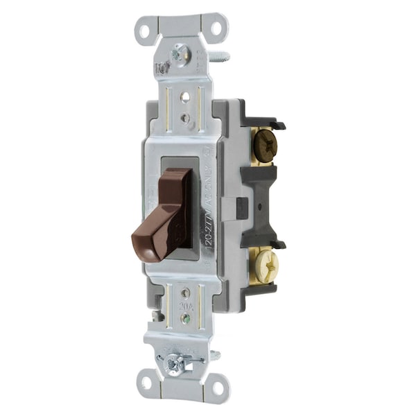 Hubbell Wiring Device-Kellems Switches and Lighting Controls, Toggle Switch, Commercial Grade, Four Way, 20A 120/277V AC, Back and Side Wired, Brown - CSB420