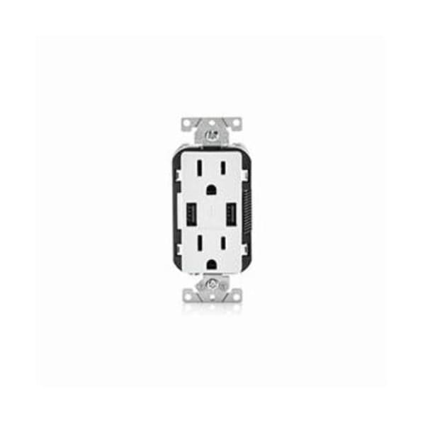 Leviton COMBINATION DEVICE SWITCH 5-15R USB COMBINATION RECEPT WHITE - T5632-W