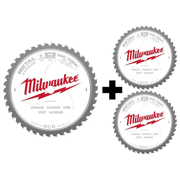 Milwaukee Tool Circular Saw Blades, 8 in Blade, 42 Teeth, 3 Total - 48-40-4515,48-40-4515,48-40-4515