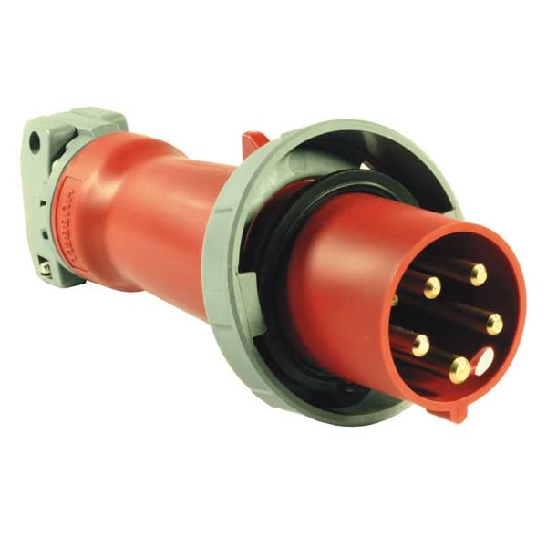 Hubbell Pin and Sleeve Plug, 4P, 5W, 63A, 415V - HBL560P6W