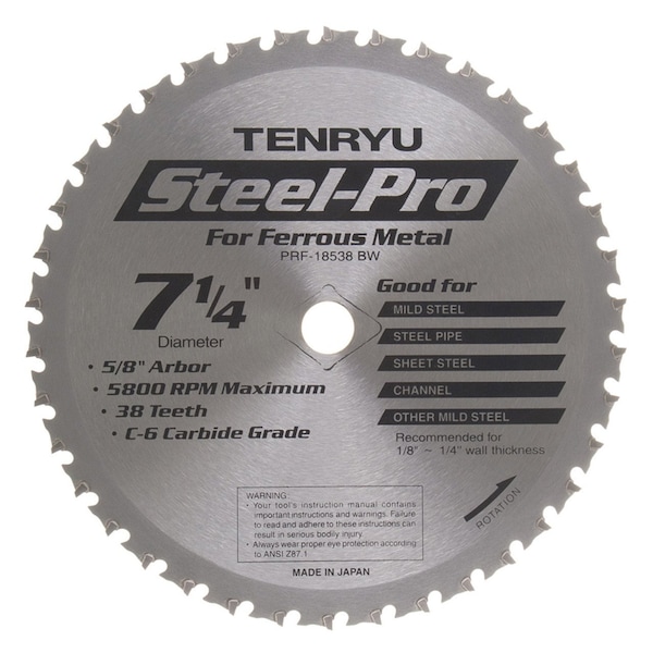 Tenryu 7-1/4in Ferrous Metal Saw Blade 38T 5/8 Arbor - PRF-18538BW