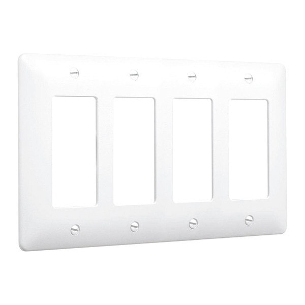 Taymac Masque Decorator Wall Plates, Number of Gangs: 4 Plastic, Textured Finish, White - 5555W