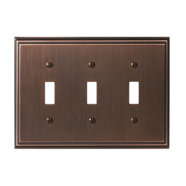 Amerock 3-Toggle Wall Plates, Number of Gangs: 3 Zinc, Oil Rubbed Bronze Finish - BP36516ORB