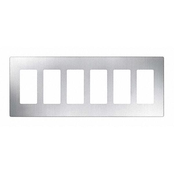 Lutron Designer Wall Plates, Number of Gangs: 6 Stainless Steel, Satin Finish, Stainless Steel - CW-6-SS