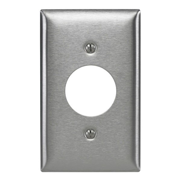 Hubbell Wiring Device-Kellems Wallplates and Boxes, Metallic Plates, 1- Gang, 1) 1.40" Opening, 430 Stainless Steel - SS7L