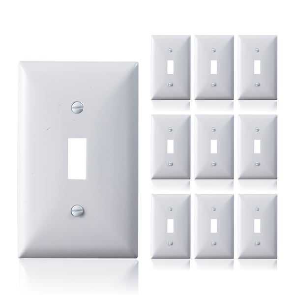 Faith Standard Size 4.53in X 2.76in Polycarbonate Thermo Plastic Light Switch Plates, 1-Gang, White, 10PK - TWP1-WH-10