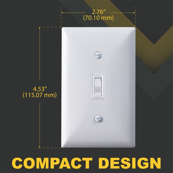 Faith Standard Size 4.53in X 2.76in Polycarbonate Thermo Plastic Light Switch Plates, 1-Gang, White, 10PK - TWP1-WH-10