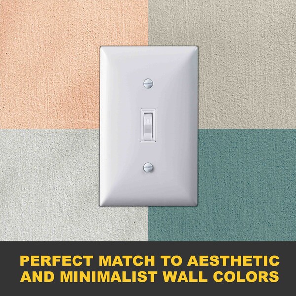Faith Standard Size 4.53in X 2.76in Polycarbonate Thermo Plastic Light Switch Plates, 1-Gang, White, 10PK - TWP1-WH-10