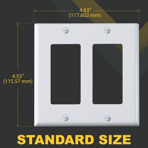 Faith Double Light Switch Cover or Outlet Wall Plate, 2-Gang 4.55 Inches x 4.63 Inches, White, 6PK - DWP2-WH-06