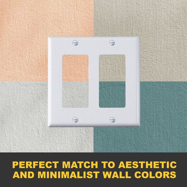 Faith Double Light Switch Cover or Outlet Wall Plate, 2-Gang 4.55 Inches x 4.63 Inches, White, 6PK - DWP2-WH-06