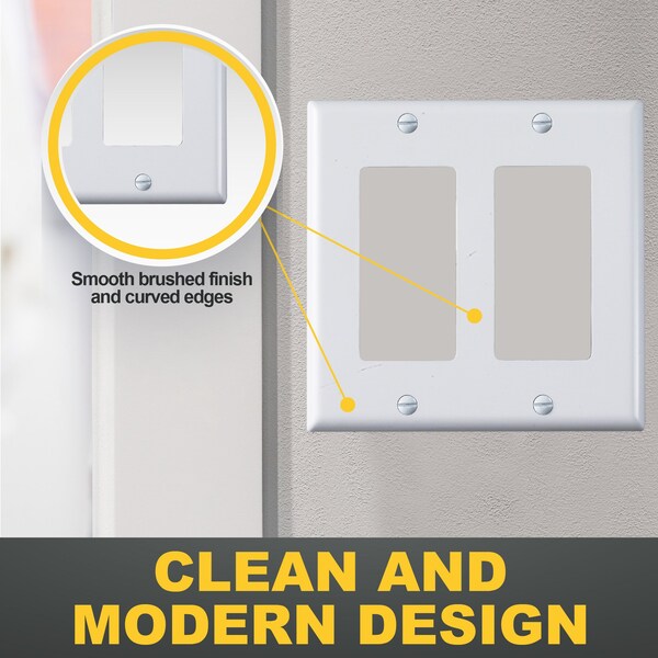 Faith Double Light Switch Cover or Outlet Wall Plate, 2-Gang 4.55 Inches x 4.63 Inches, White, 6PK - DWP2-WH-06
