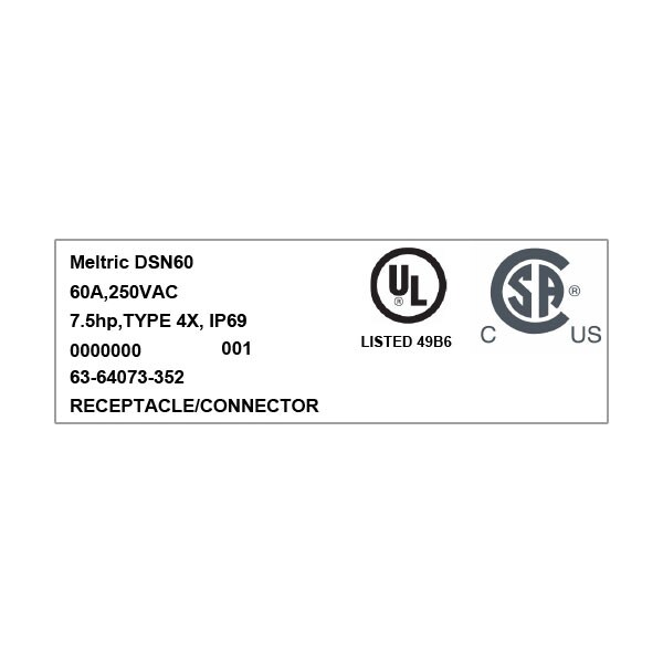 Meltric 63-64073-352 RECEPTACLE STRAIGHT INSERTION - 63-64073-352