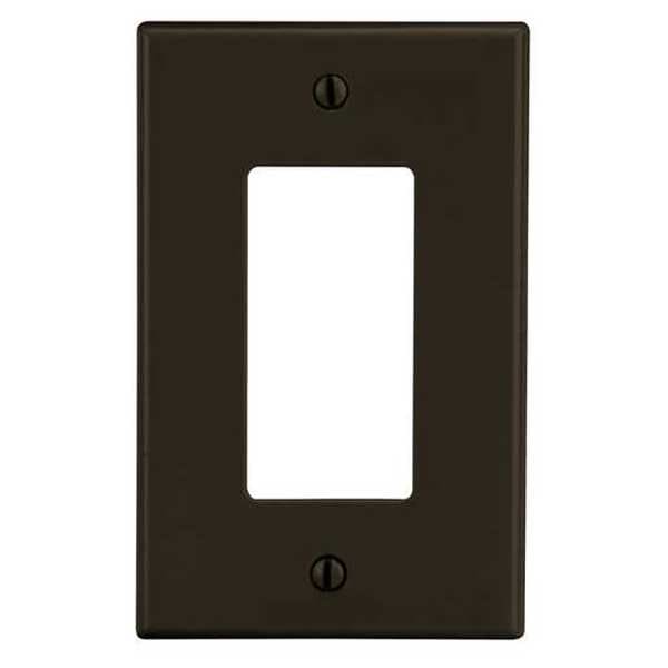 Hubbell Rocker Wall Plate, Number of Gangs: 1 Plastic, Smooth Finish, Brown - PJ26
