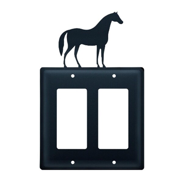 Village Wrought Iron Horse GFI Cover DBL - EGG-68