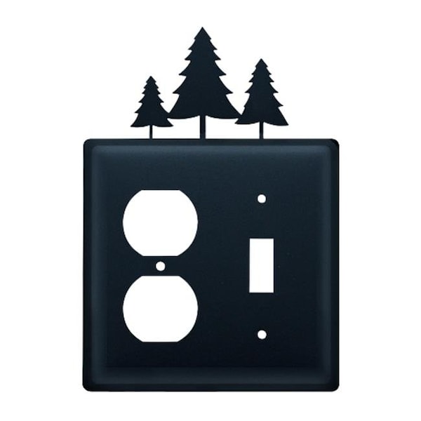 Village Wrought Iron Village Wrought Iron EOS-20 Pine Trees Outlet and Switch Cover - Black - EOS-20