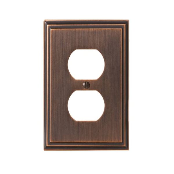 Amerock Mulholland 1 Receptacle Wall Plates, Number of Gangs: 1 Zinc, Oil Rubbed Bronze Finish - BP36522ORB