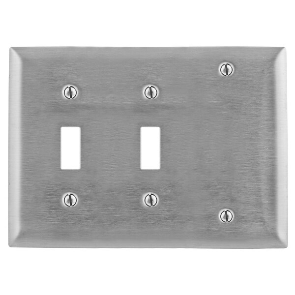 Hubbell Wiring Device-Kellems Toggle Opening Wall Plates and Box Cover, Number of Gangs: 3 Stainless Steel, Brushed Finish - SS213