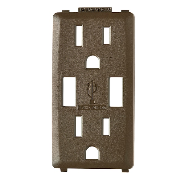 Leviton COMBINATION DEVICE SWITCH WALNUT BRK RENU USB CHRGER 15A REC FCPLT - RKAA1-WB