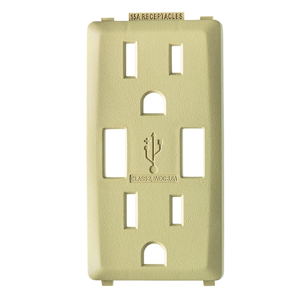 Leviton COMBINATION DEVICE SWITCH WHI.WHEAT RENU USB CHGR 15A REC FACEPL - RKAA1-WG