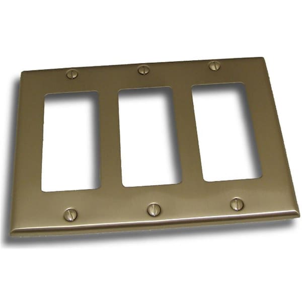 Residential Essentials Triple Rocker Switch Plate- Satin Nickel - 10834SN