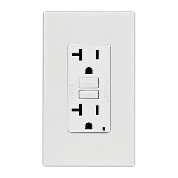 Ezgeneration GFNT2-0PW 20 amp 125 V Screwless Wall Plate GFCI Receptacle  White - EZ151108