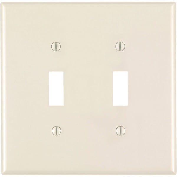 Leviton 2-Gang Plastic Oversized Toggle Switch Wall Plate, Light Almond - R56-78109-00T