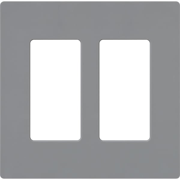 Lutron Designer Wall Plates, Number of Gangs: 2 Thermoset, Gloss Finish, Gray - CW-2-GR