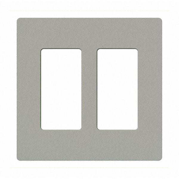 Lutron Designer Wall Plates, Number of Gangs: 2 Thermoset, Gloss Finish, Gray - CW-2-GR