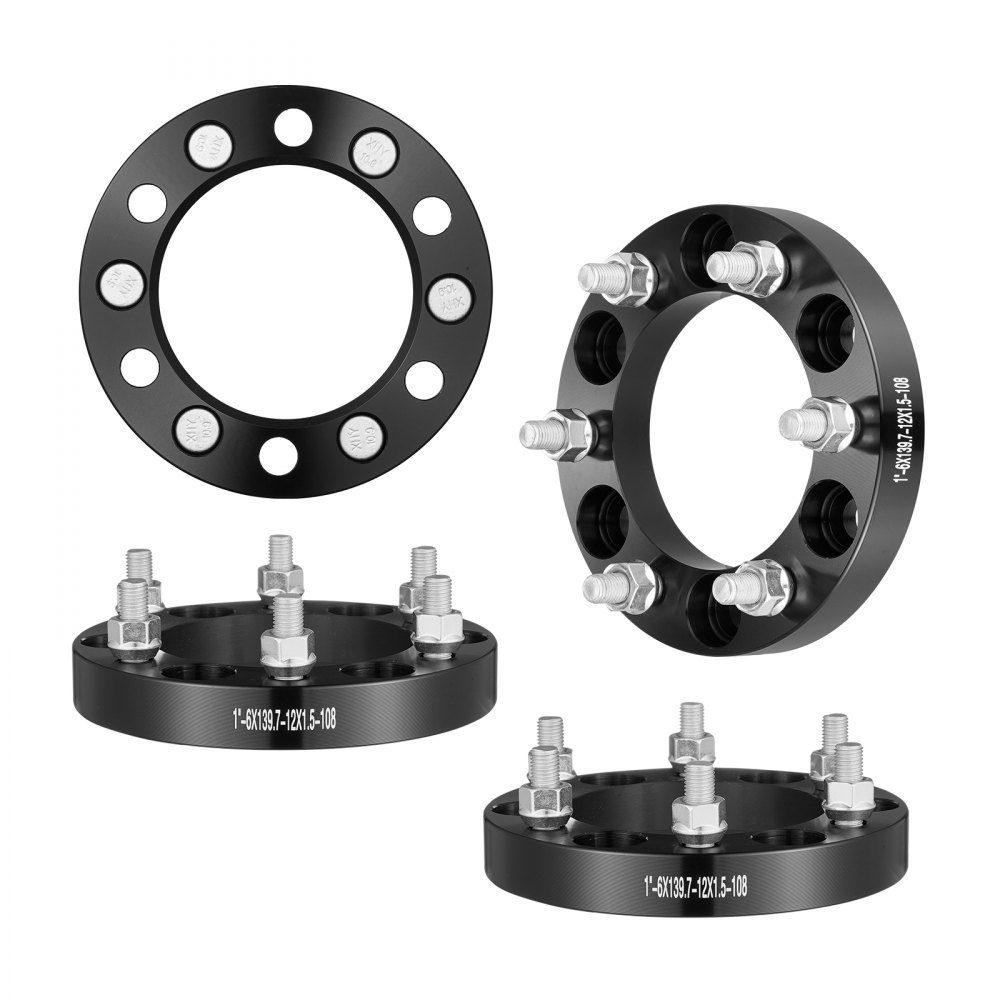 VEVOR 1" 6"x5.5" Wheel Spacers Wheel Adapters 6 Lug Forged Spacer 4 PCS Black - LSSFLP1YC6X5PNQ5TV0