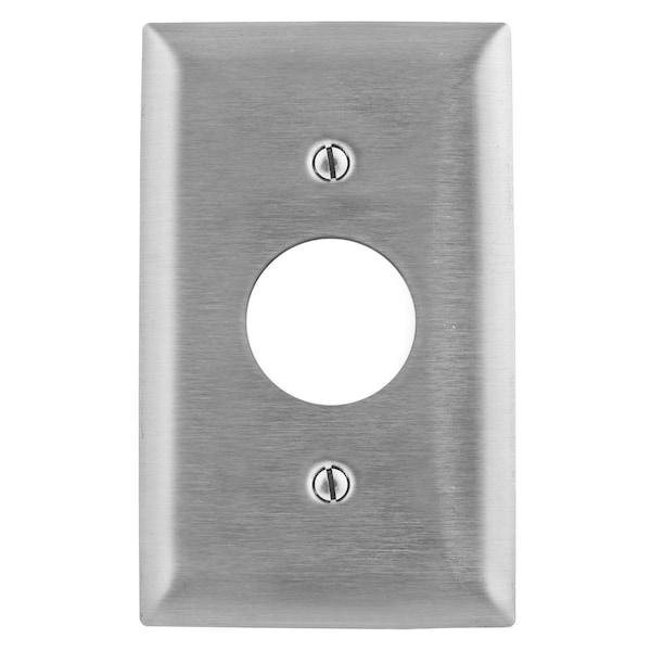 Hubbell Wiring Device-Kellems Wallplates and Boxes, Metallic Plates, 1- Gang, 1) 1.40" Opening, Jumbo, Stainless Steel - SSJ7