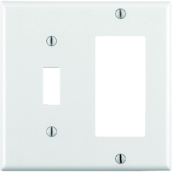 Leviton Decora White 2 gang Thermoset Plastic GFCI/Rocker/Toggle Wall Plate - 80405-00W