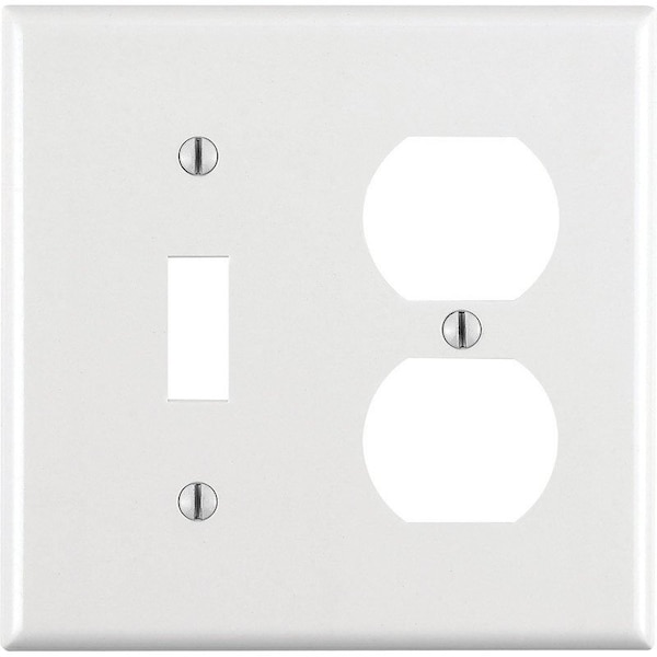 Leviton White 2 gang Thermoset Plastic Duplex/Toggle Wall Plate - 88005-000