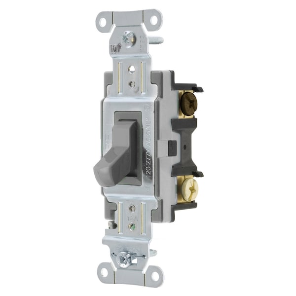 Hubbell Wiring Device-Kellems Switches and Lighting Controls, Toggle Switch, Commercial Grade, Four Way, 15A 120/277V AC, Back and Side Wired, Gray - CSB415GY