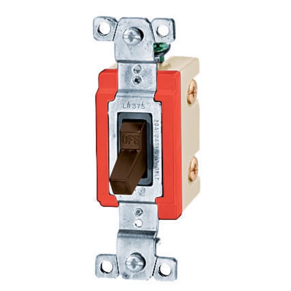 Hubbell Wiring Device-Kellems Switches and Lighting Controls, Industrial Grade, Toggle Switches, General Purpose AC, Three Way, 20A 347V AC, Terminal Screws, Brown - HBL18223CN